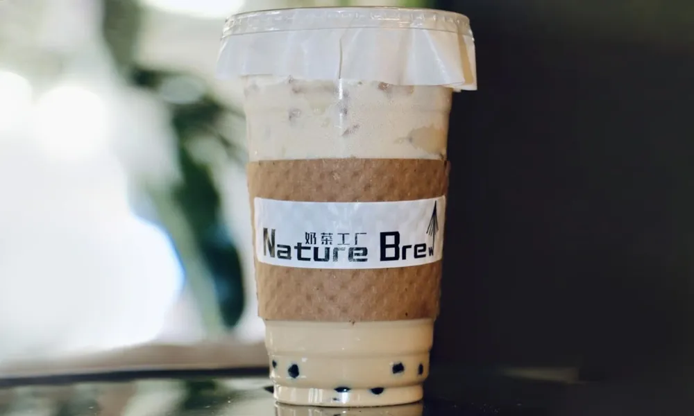 Classic milk tea with black boba at Nature Brew, a Bubble Tea Store in Plano.