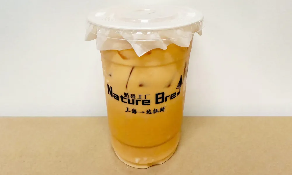 Thai milk tea with herbal jelly at Nature Brew, a Bubble Tea Store in Plano.